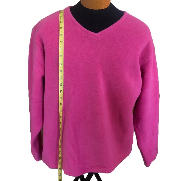 L.L.Bean pink V-Neck fleece Pullover Sweater - 3X - Picture 5 of 6